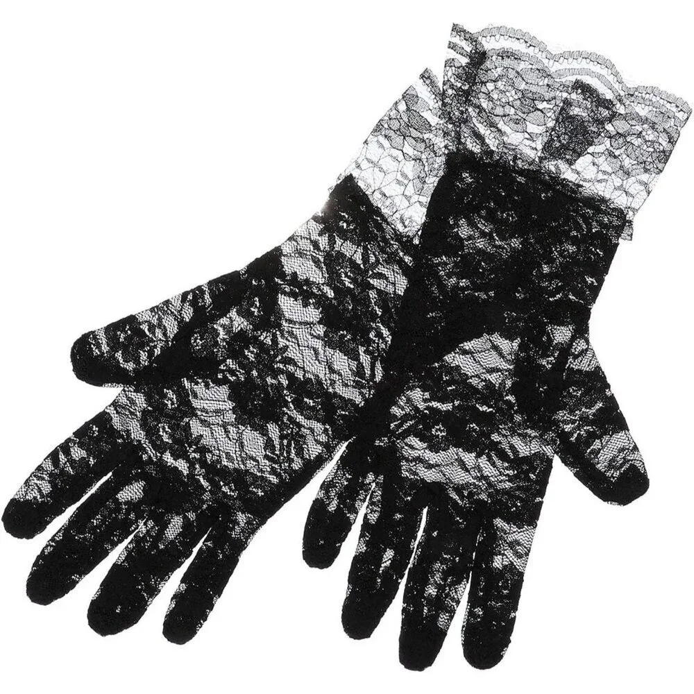 Women's Short Lace Courtesy Elegant Gloves Black Wedding Dinner Opera Parties